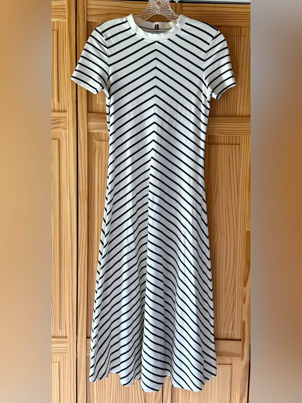 Tommy Hilfiger Navy & White Striped Fit-and-Flare Midi Dress